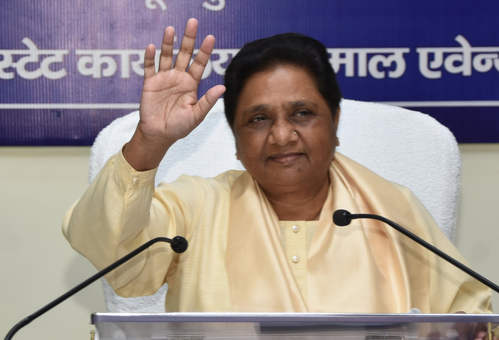 Mayawati takes dig at Akhilesh Yadav over 'PDA chariot', questions SP's 'saffron' shift