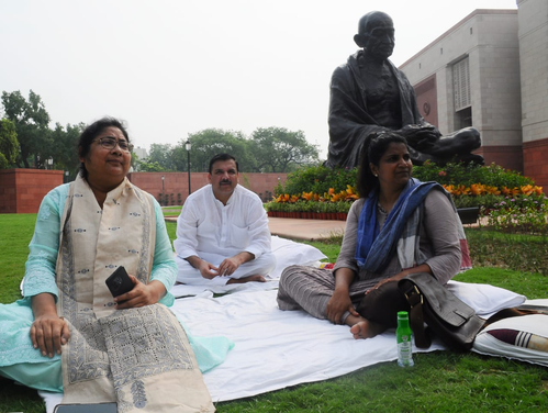 AAP's Sanjay Singh Continues Sit-in Protest in Parliament Premises