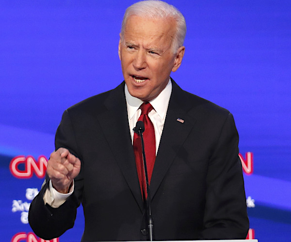 joe biden speaks during a democratic presidential primary debate