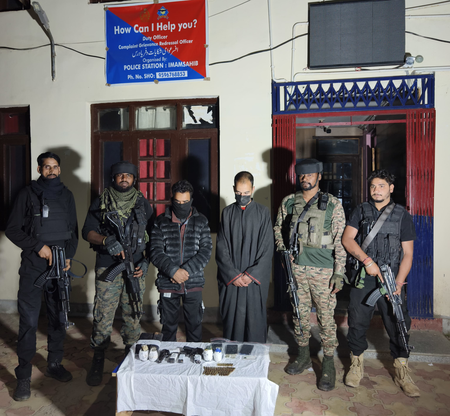 Two Terror Associates Arrested with Arms, Ammunition in J&K'S Shopian