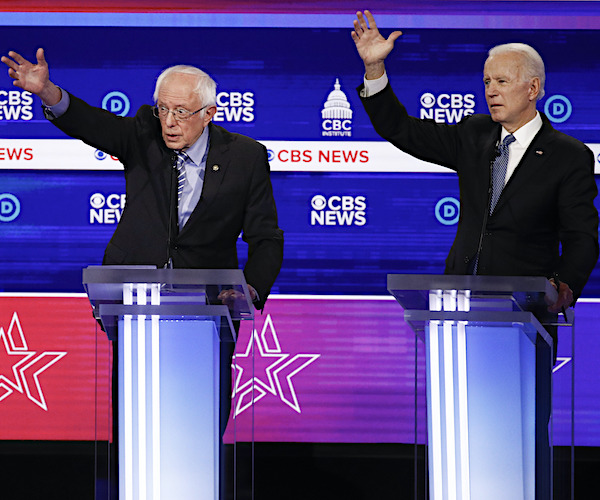 bernie sanders and joe biden square off in a democratic presidential primary debate